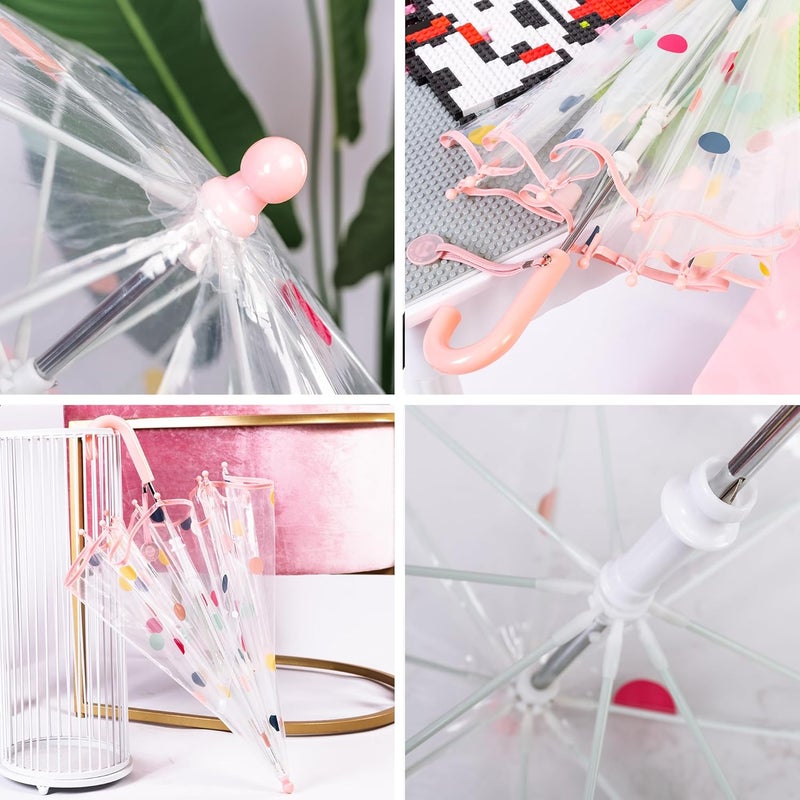 RONIARE 2 Pack Kids Clear Umbrellas for Rain Dome Bubble Umbrella Windproof for Toddler Boys Girls - Image 3